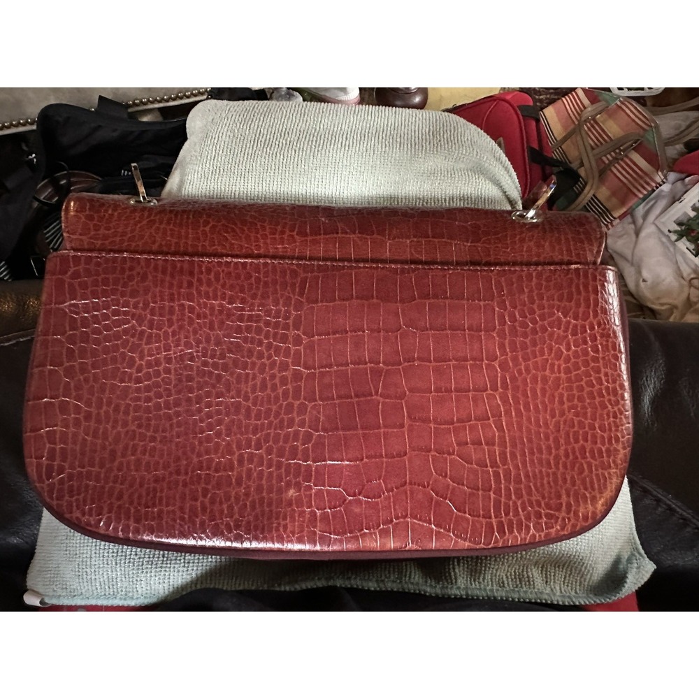 Giani Bernini Red Leather Croc Embossed, Shoulder Bag